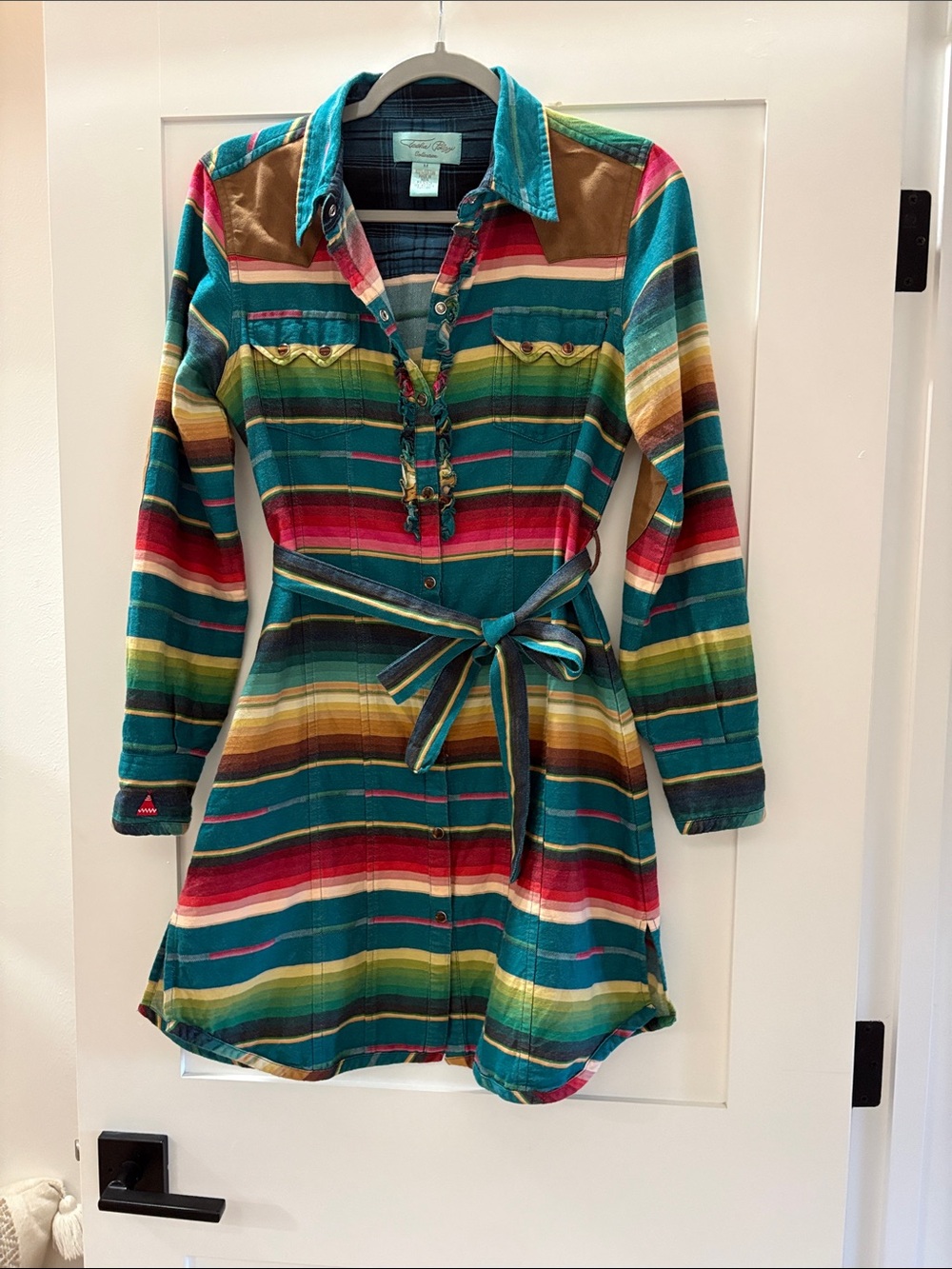 Tasha Polizzi Colt 44 Serape Stripe Tunic Dress Western Boho Shacket